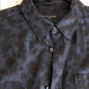 All saints size large navy and black print shirt